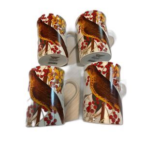 Konitz Germany Cottagecore Mugs Set 4 Butterfly Bird Tea Coffee Cups Floral